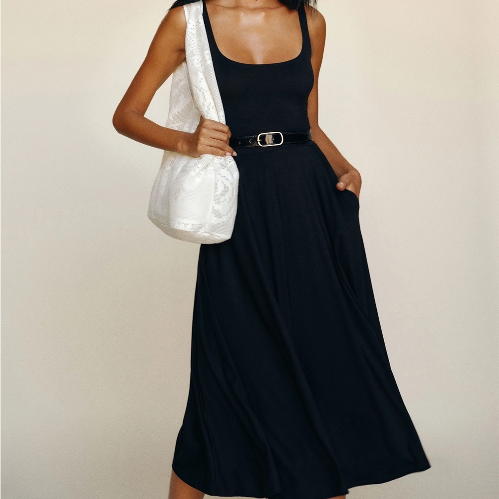 Reformation Rou Knit Black Maxi Dress